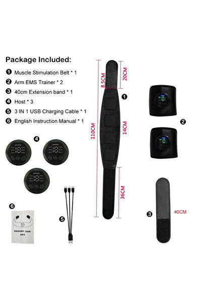 Choice حزام تحفيز العضلات الكهربائي لعضلات البطن (مجموعة واحدة) باللون الأسود...