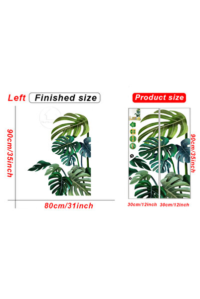 Choice Large Left Large Nordic Green Leaf Wall Stickers for Living Room Bedro...
