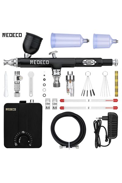 Choice AU Plug NCT-SJ33B500K-S1 Neoeco 30PSI Airbrush Kit, Dual-Action Multi-Function Portable Airbrush Set