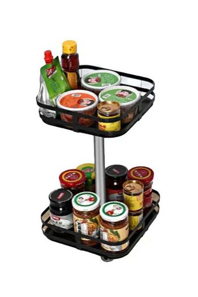 DRAMA HOME Multifunctional Removable Rotating 2-Tier Metal Storage Rack