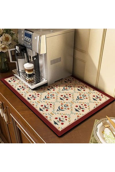 Choice 40x60cm(1.3X1.9FT) Gzn 1 Classical Floral Diatomaceous Earth Coffee Machine Mat Kitchen Bar Absorben
