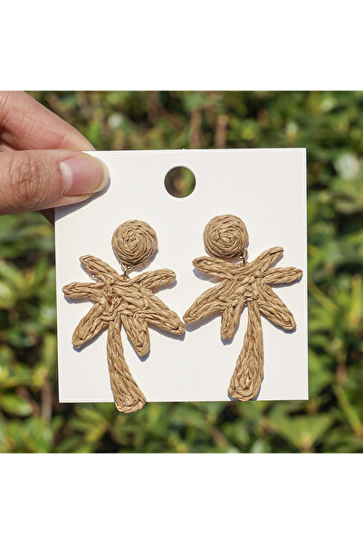 Choice Khaki Bohemia Fashion Handmade Raffia Tree Drop Earrings for Women Sum...