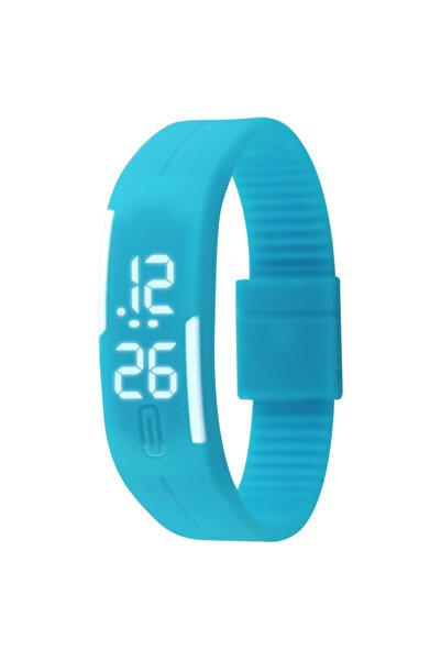 Choice ساعة أطفال رياضية رقمية بإضاءة بيضاء وزرقاء سماوية للنساء بسوار من الس...