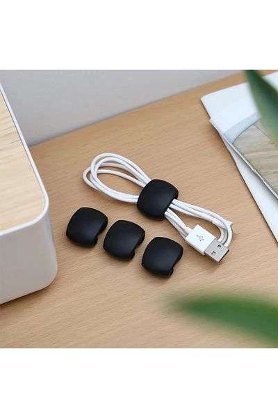 Choice 4PCS Black Cable Organizer Clips Mouse Wire Headphone Holder USB Charger Holder Cable Winder Desk Ti