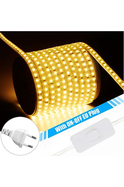 Choice 4m length AC220V EU Plug With Switch 3000K Ultra-thin Waterproof Led Strip Light 10cm Cut 220V 120LE