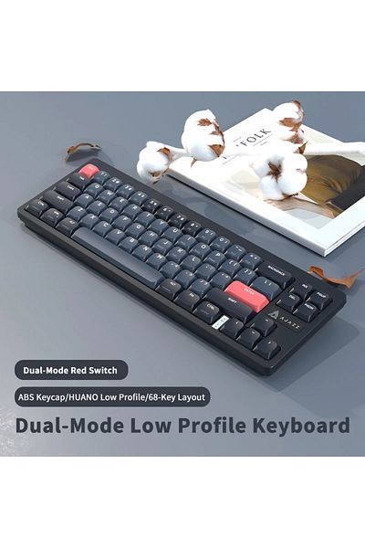 Ajazz Red switch AJAZZ AKL680 65% Mechanical Gaming Keyboard Ultra-slim Wireless 2.4G Bluetooth 5.1 Low Pr