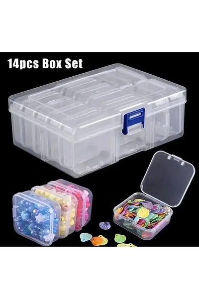 Choice 14gird Transparent Plastic Box, Packaging Box, Female Jewelry Portable Handheld Diy Handmade Materia