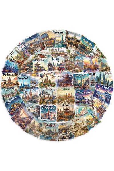 Choice 50PCS 50PCS Famous City Stickers Travel Postcard DIY Toy Gift Graffiti PET Decal for Phone Luggage L