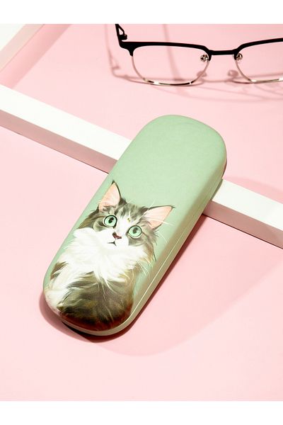 Choice Grey 1pc Cartoon Cute Cat Printed Fashion Hard Shell Protective Glasses Case Durable Portable Storag