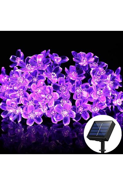 Choice 5M 20LEDs Purple Solar Fairy String Light Sakura Garlands 5/7/12/22M Peach Flower CherryLED Lamp For