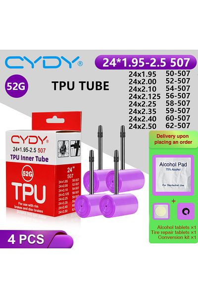 Choice 45mm 507 24x1.95-2.5 4PCS CYDY TPU Bicycle Inner Tube Camer 24“ 507 24x1.95 2.0 2.125 2.25 2.35 2.4