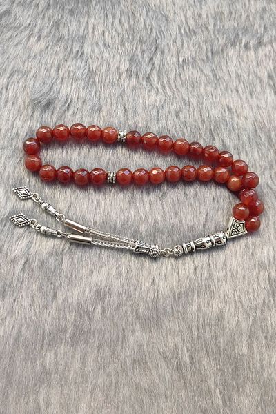 Chavin 8 mm Brown Agatestone Natural Stone Rosary Ey07