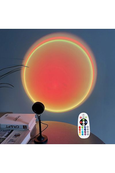 Choice black 0-5W RGB USB Sunset Projection Light, Remote Control 16 Colors, 180 ° Rotation, Suitable for B