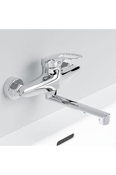Choice Chrome Kitchen Faucet Mixers Wall Mounted Single Handle Mixer Tap Sink Faucet Rotation Hot Cold Wate