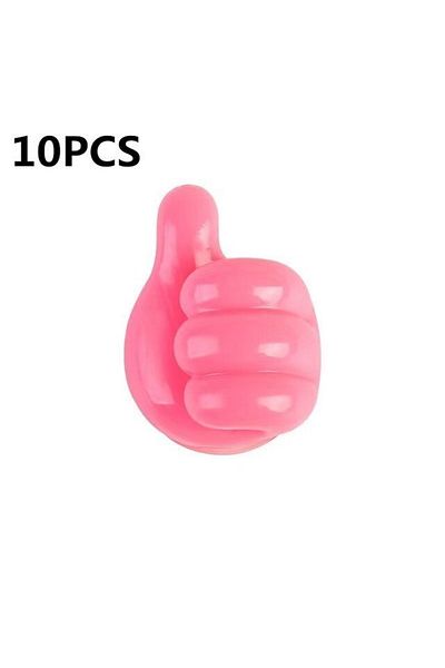 Choice 10PCS Pink Silicone Thumb Wall Hook Cable Management Wire USB Organizer Clips Wall Hooks Hanger Stor