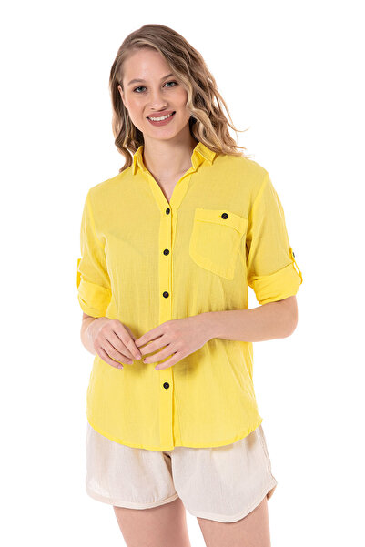 Heaven Ephesus Βαμβακερό πουκάμισο με λεπτομέρεια τσέπης Voile Collar -1570