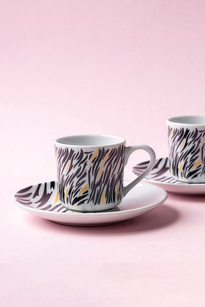 FH finehome Leo Porcelain 4 Piece Set of 2 Cups