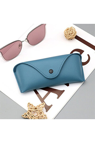 Choice3 Blue B 1pc Durable PU Leather Glasses Case Sunglasses Solid Color Pou...