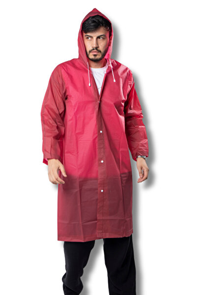 By Marine Women's Men's Raincoat Hooded Snap Fastener Eva Claret Red Raincoat Bymmrc881r07