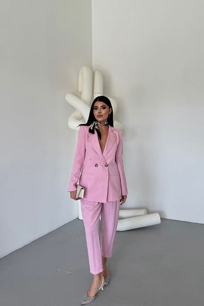 COTTONLAB Linen Jacket - Pants Suit - Pink