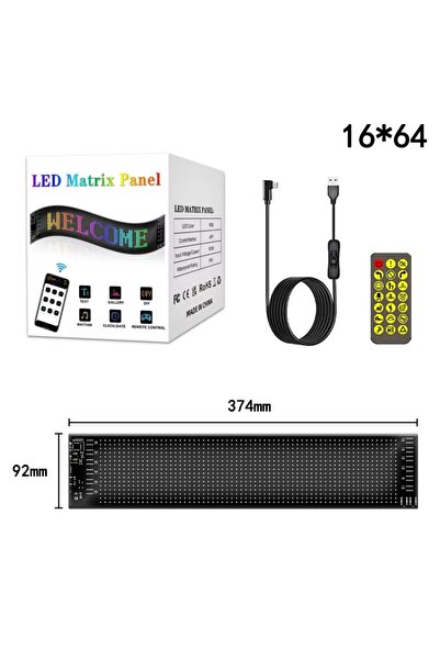 Choice لوحة مصفوفة LED متحركة 9.2 × 37.4 سم 1024 مصباح LED USB 5 فولت IP65 مق...