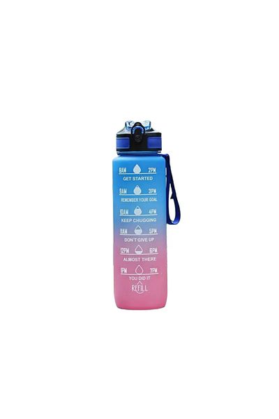 Choice Blue Gradient Color 1000mL Large Capacity Outdoor Sports Plastic Cup, Bouncing Suction Nozzle, Space