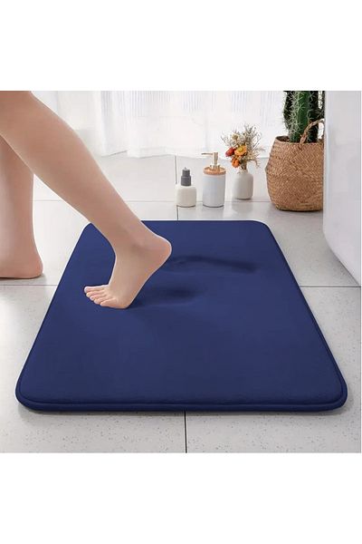Choice 60cm X 90cm Blue Thickened Solid Color Absorbent Carpet Flannel Bathroom Floor Mat Bathroom Entrance