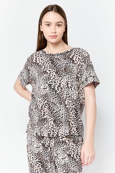 Anne Klein Women 2 Pieces Animal Print Pajama Set, Multicolor