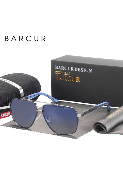 Choice نظارات شمسية مربعة زرقاء من BARCUR للرجال، مستقطبة، متدرجة اللون، حماي...