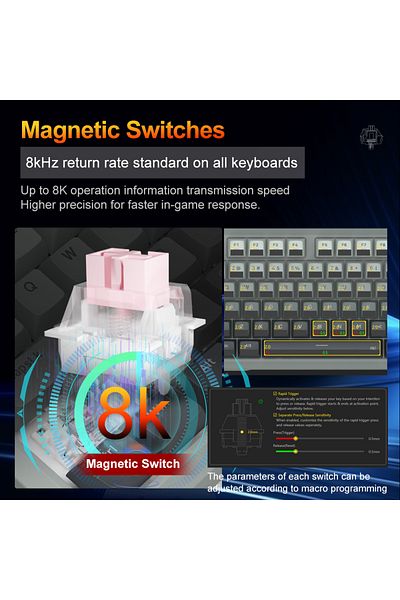 Choice Magnetic Switch E-YOOSO Hz82 RGB USB 8K Mechanical Gaming Keyboard Magnetic Switch Gamer 82 Key Wire
