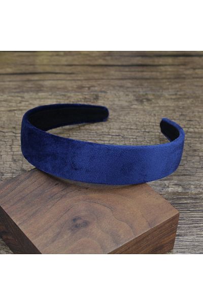 FirstStar navy 30mm Width Solid Color Navy Black Hairbands Plain Velvet Headbands For Women Girls DIY Hair Acc