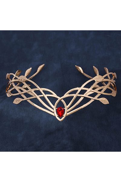 Choice Red Goddess Cosplay Forehead Round Elves Crowns Tiara Women Man Vintage Leaf Headband Bridal Hair Ac