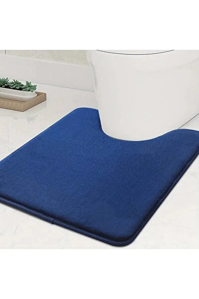 Choice سجادة أرضية حمام زرقاء على شكل حرف U مقاس 50 سم × 60 سم، سجادة حمام مض...