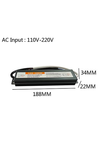 vusum 12V 100W Waterproof Power Supply IP67 Lighting Transformer AC110V~220V To DC 12V 24V LED Driver 10W