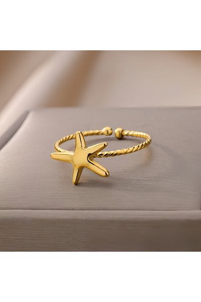 Choice resizable J030008-1 Fashion Exquisite Vintage Glossy Star Ladies Ring, Open, Wedding, Couples, Jewel