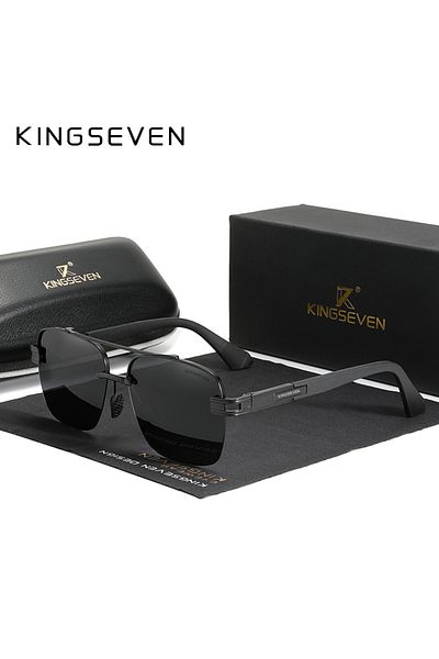 Choice نظارات شمسية جديدة من KINGSEVEN باللون الأسود والرمادي للرجال، نظارات شمسية مستقطبة متدرجة اللون للنساء والرجال، مربعة الشكل