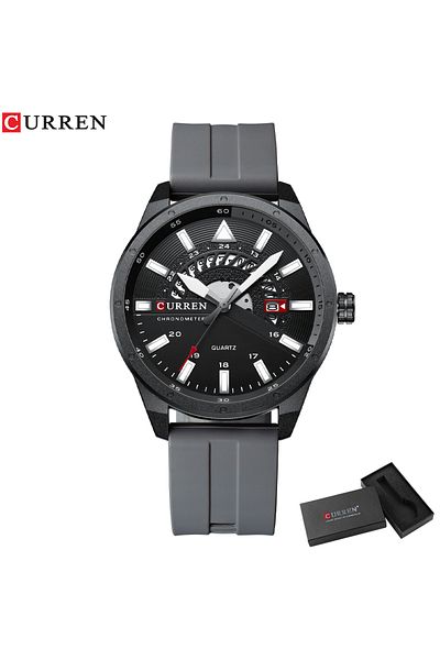 Curren Black Box Fashion Men Watch Top Brand Luxury Waterproof Sport Mens Watches Silicone Automatic