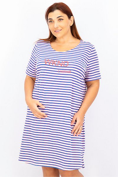 Tchibo Women Striped Night Dress, Blue Combo