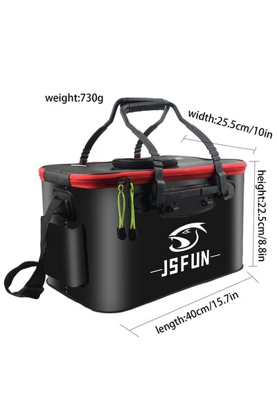 Choice دلو صيد JSFUN أسود 40 سم قابل للطي وسميك ودلو سمك حي بدون مضخة أكسجين ...