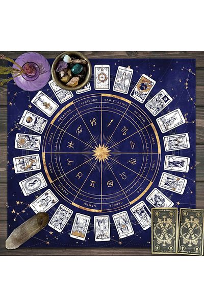 Choice 75x75cm JP162 1pc Tarot card tablecloth, 12 zodiac card game, fortune telling card mat, board game c
