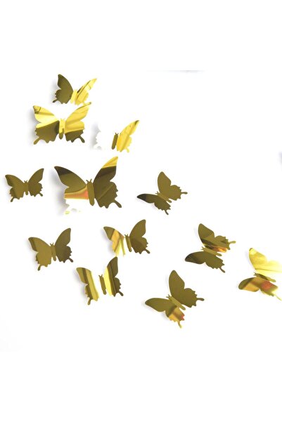 Choice Gold 12Pcs/lot 3D Butterfly Mirror Wall Sticker Decal Wall Art Removab...