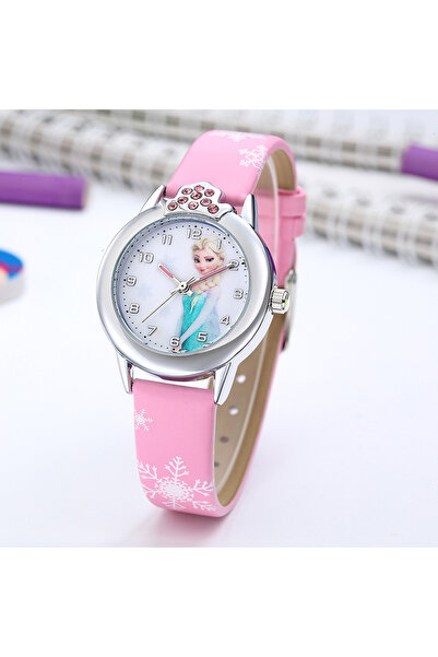 Choice ساعات يد للبنات الأميرة إلسا الجديدة باللون الوردي بحزام جلدي للأطفال،...