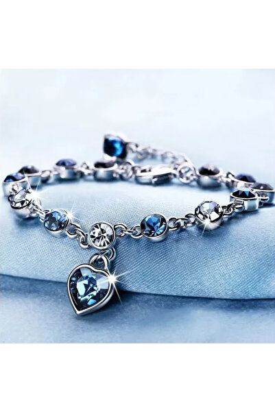 Choice ASL70250 Women Silver Color Lucky Bracelet Female Blue Crystal Heart C...