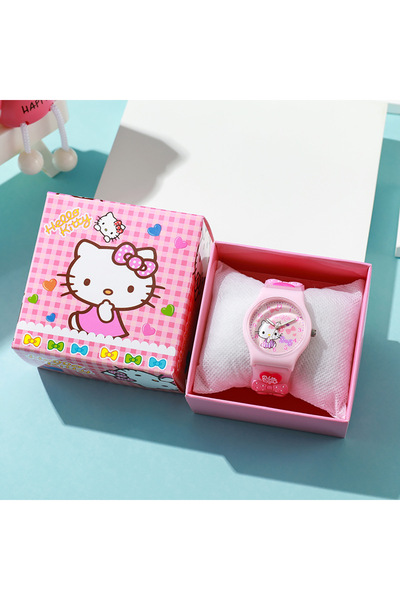 Choice ساعات أطفال كي تي مع علبة ثلاثية الأبعاد هيلو كيتي مع علبة سينامورول كورومي ميلودي للبنات ساعة أنمي أكت