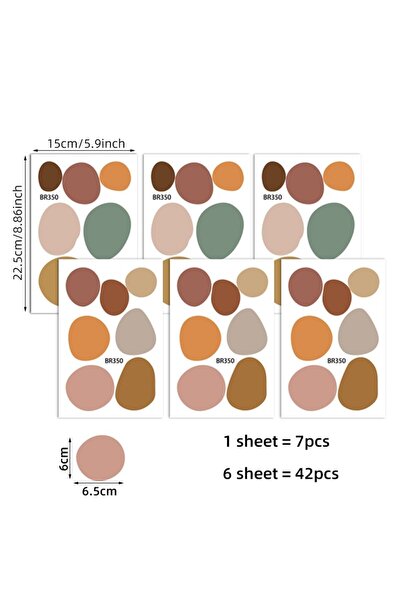 Choice BR350 42Pcs Bohemia Style Irregular Circle Stones Wall Stickers for Wa...