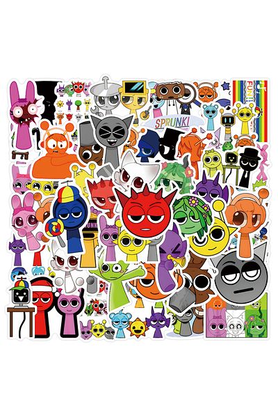 Choice 50pcs 10/30/50/100pcs Game Anime Sprunki Stickers Sprunki Decals Laptop Skateboard Scrapbooking Cart