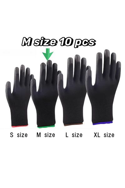 Choice 10pairs black M 10 Pairs Durable Safety Gloves - Anti-Slip, Wear-Resistant, ESD Protection for Garde