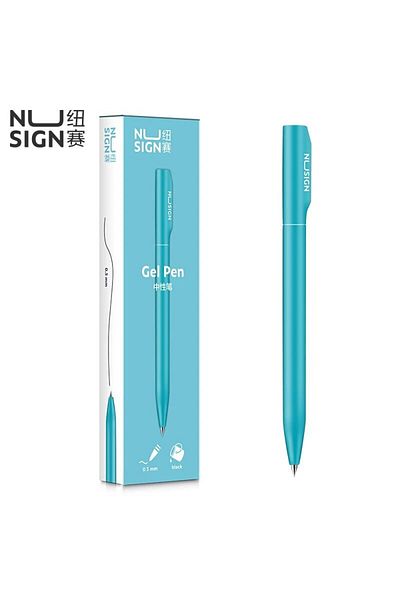 Deli Blue High Quality Metal Gel Pen Golden Signing Pen Black Ink Signing Pen Writing Stationery For