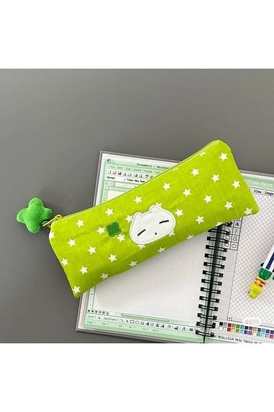 Choice Green No Pendant 1/3 Pcs Cute Stars Pencil Case Mesh Multilayer Pen Bag Multifunctional Large Capaci