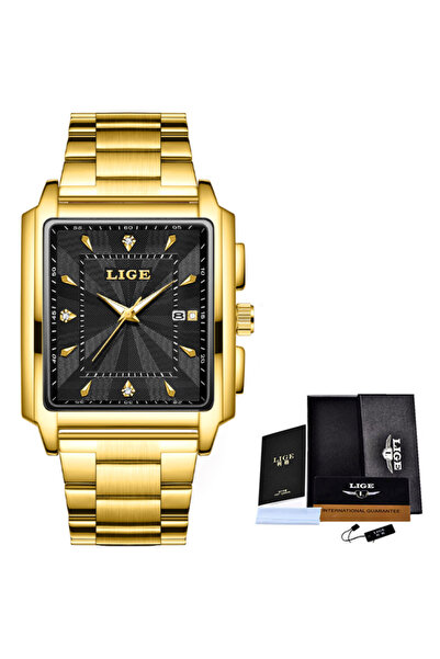 Choice ساعة LIGE أنيقة مقاومة للماء باللون الذهبي والأسود للنساء من أفضل العل...